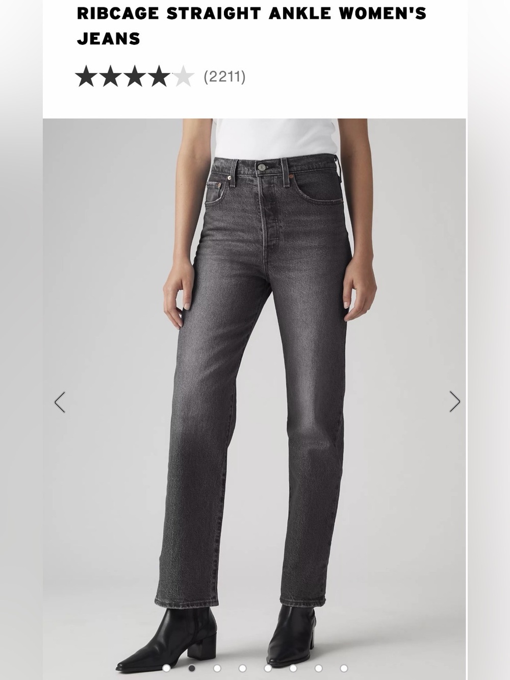 Levi's Ribcage Straight Ankle Jeans in Washed Black